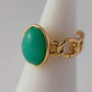 Vergoldeter Edelstahl Ring mit grünem Stein, Details