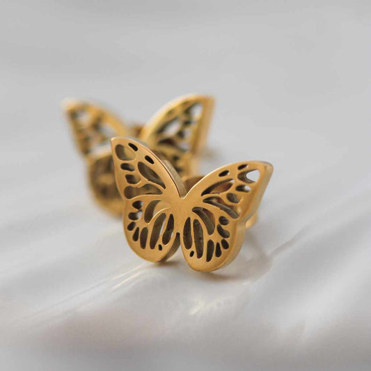 Butterfly Ohrstecker, vergoldeter Edelstahl