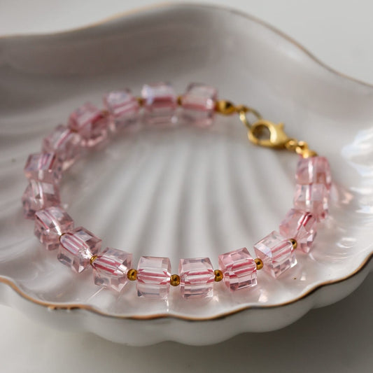 Rosa Armband, Glaskristallen