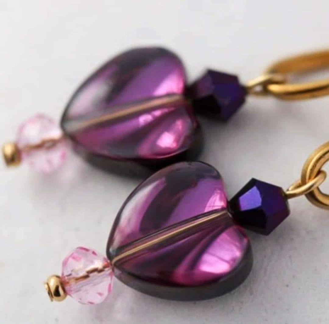 Herz Vergoldete Ohrringe mit Glaskristallen