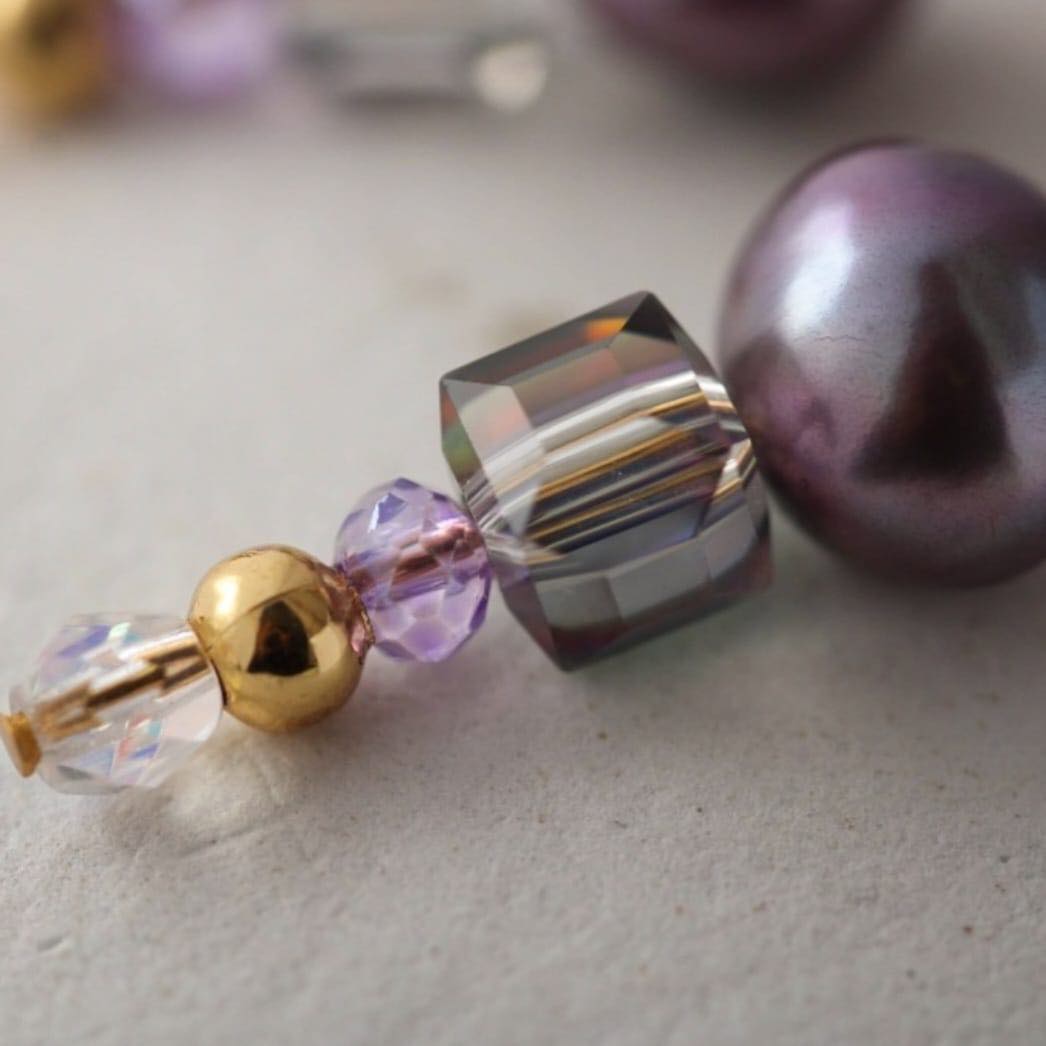 Violet Vergoldete Ohrringe mit Süßwasserperlen