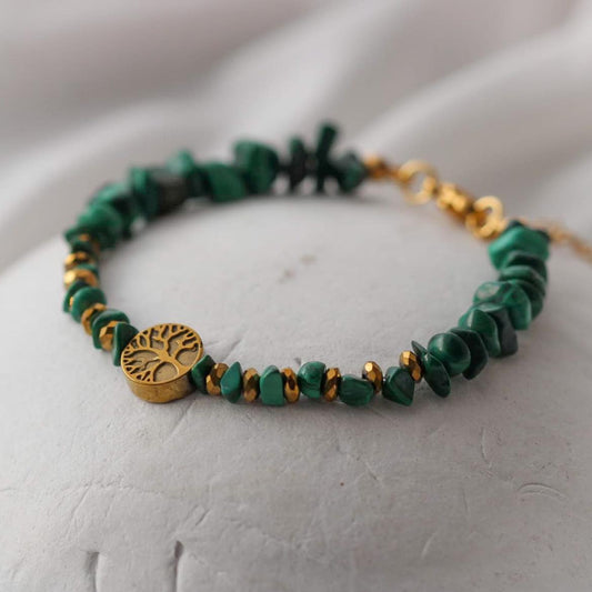Lebensbaum Armband aus Malachit und Hämatit Steinen