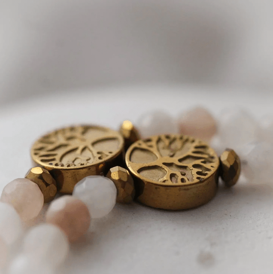 Lebensbaum Armband aus Jade und Hämatit Steinen