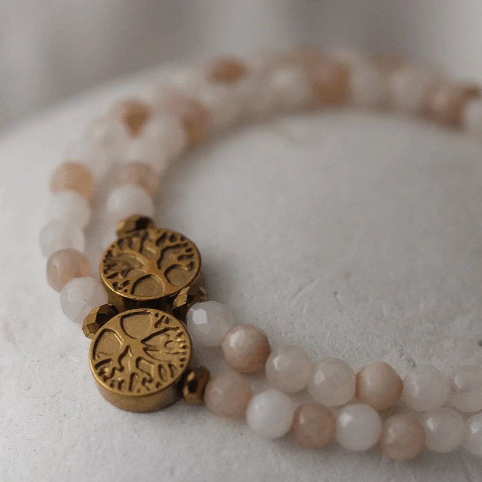 Lebensbaum Armband aus Jade und Hämatit Steinen