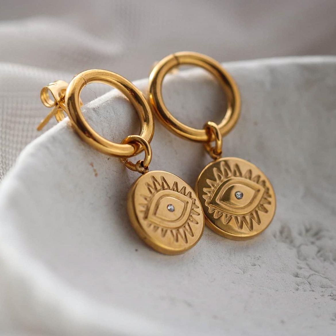 Evil Eye Vergoldete Ohrringe mit Zirkonia