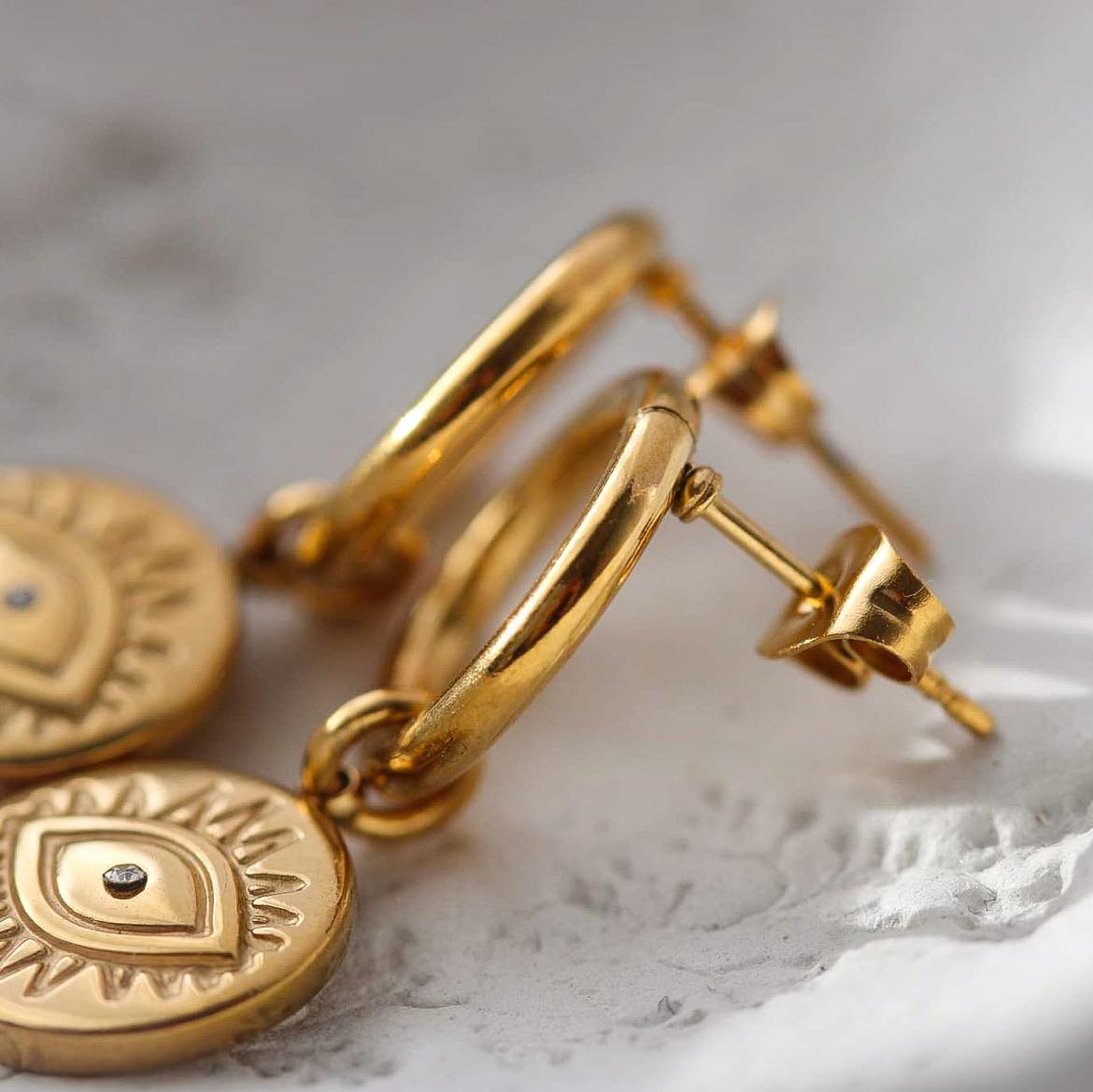 Evil Eye Vergoldete Ohrringe mit Zirkonia