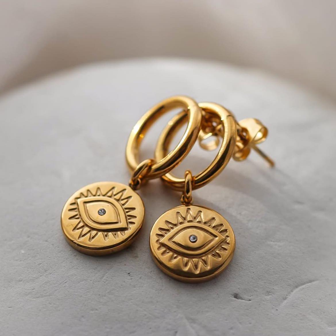 Evil Eye Vergoldete Ohrringe mit Zirkonia