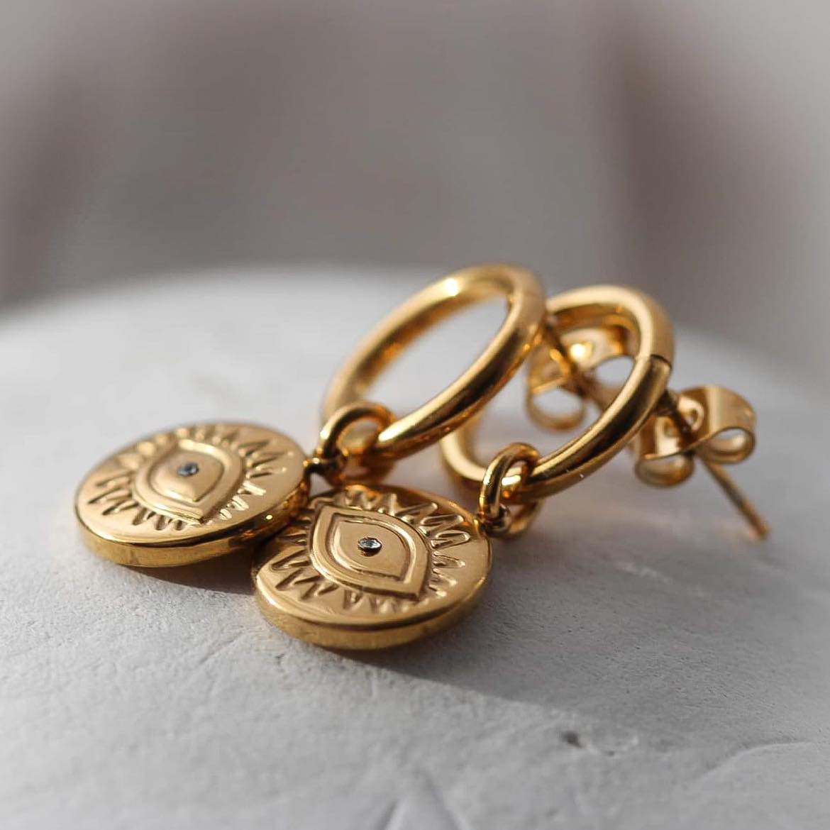 Evil Eye Vergoldete Ohrringe mit Zirkonia