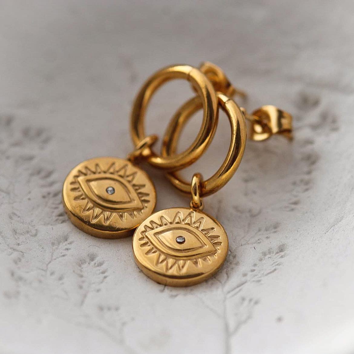 Evil Eye Vergoldete Ohrringe mit Zirkonia