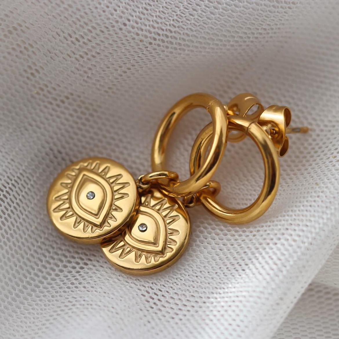 Evil Eye Vergoldete Ohrringe mit Zirkonia